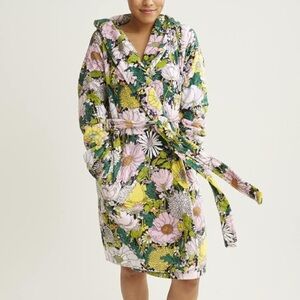 Vera Bradley Women’s Lightweight Fleece Robe Floral Hooded S/M